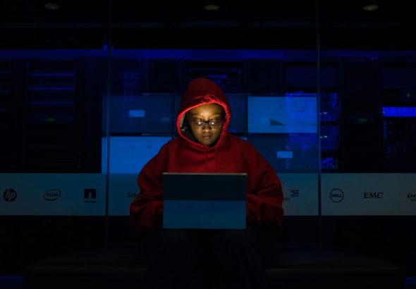 woman using laptop