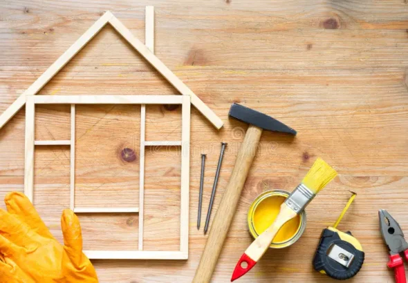 fond-abstrait-diy-de-construction-à-la-maison-rénovation-avec-des-outils-sur-le-conseil-en-bois-plan-rapproché-140640670